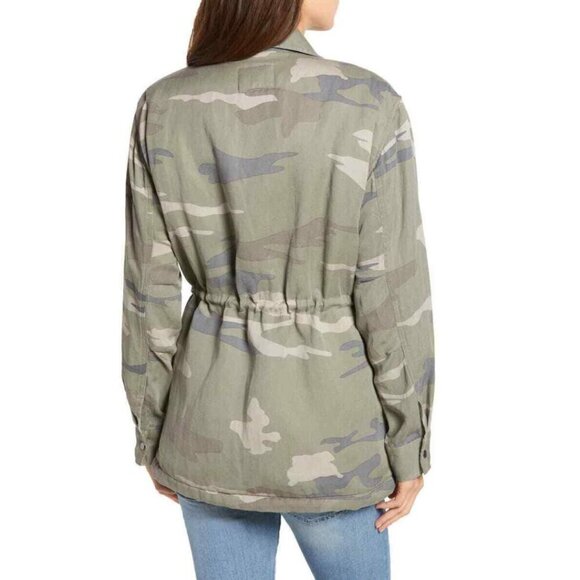 Rails Utility Jacket Women’s Medium Camo Tencel Linen Lined Drawstring Pocket - Picture 2 of 8